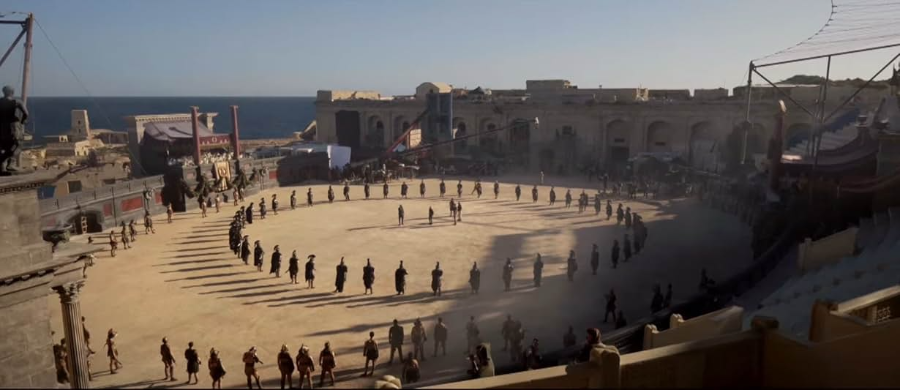 살라미스 해전 모의 전투와 콜로세움 씬