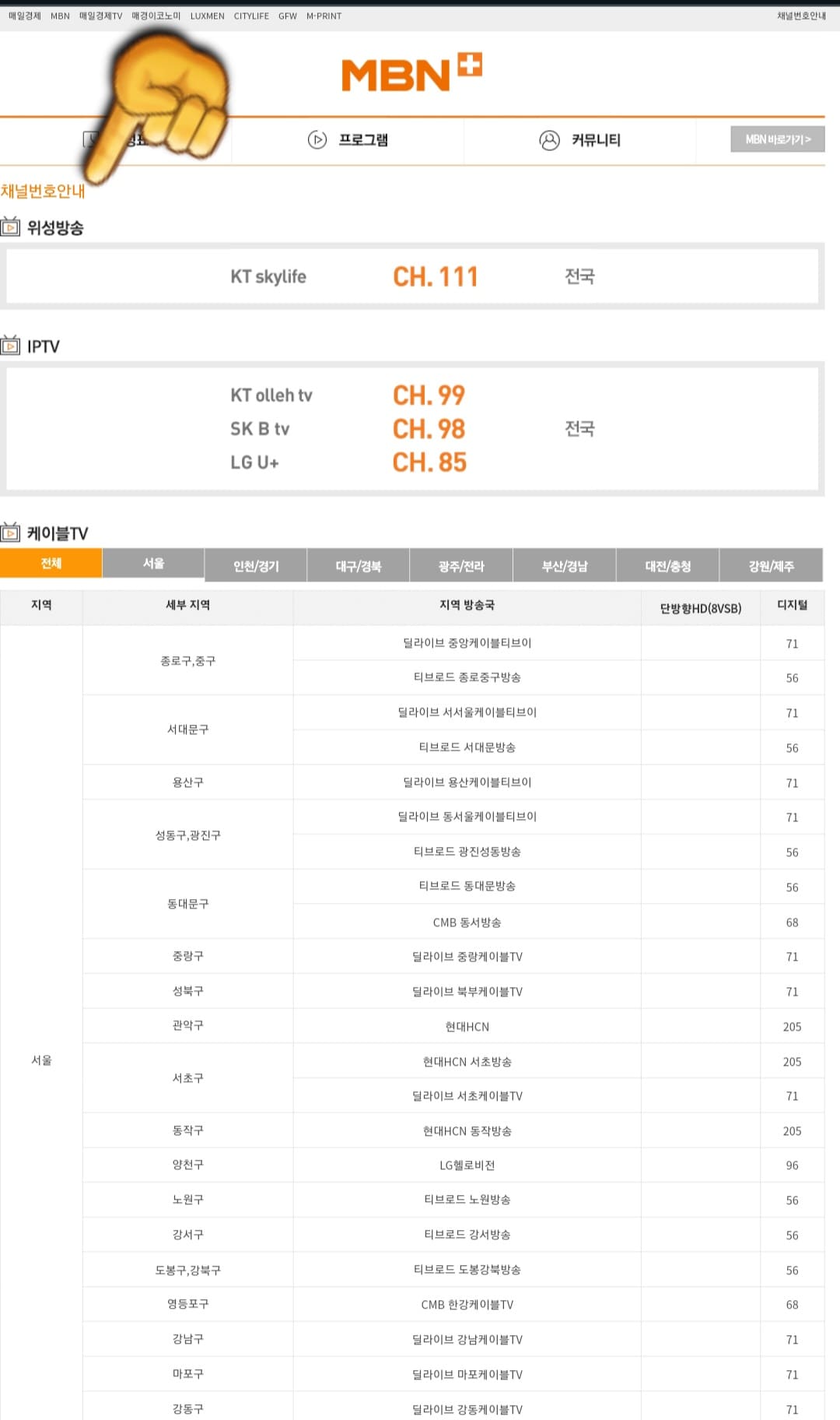 MBN플러스-채널번호-쉽게-확인하는-방법-안내-그러면-채널-번호-안내가-나오는데요.-지역과-디지털,-단방향HD(8VSB),-지역-방송국에-따라-번호가-다르니-잘-확인하시고-시청하시기-바랍니다.