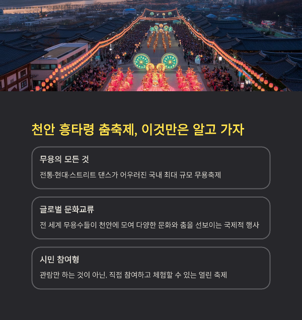 천안 흥타령 춤축제, 이것만은 알고 가자