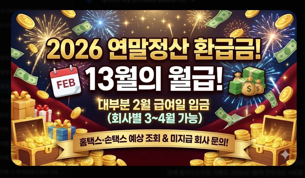 2026 연말정산 환급금 지급일 완벽정리