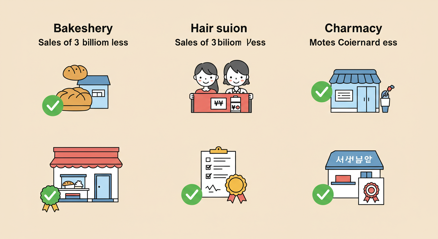 등록 가능한 소상공인 업종과 매출 기준 시각화 이미지