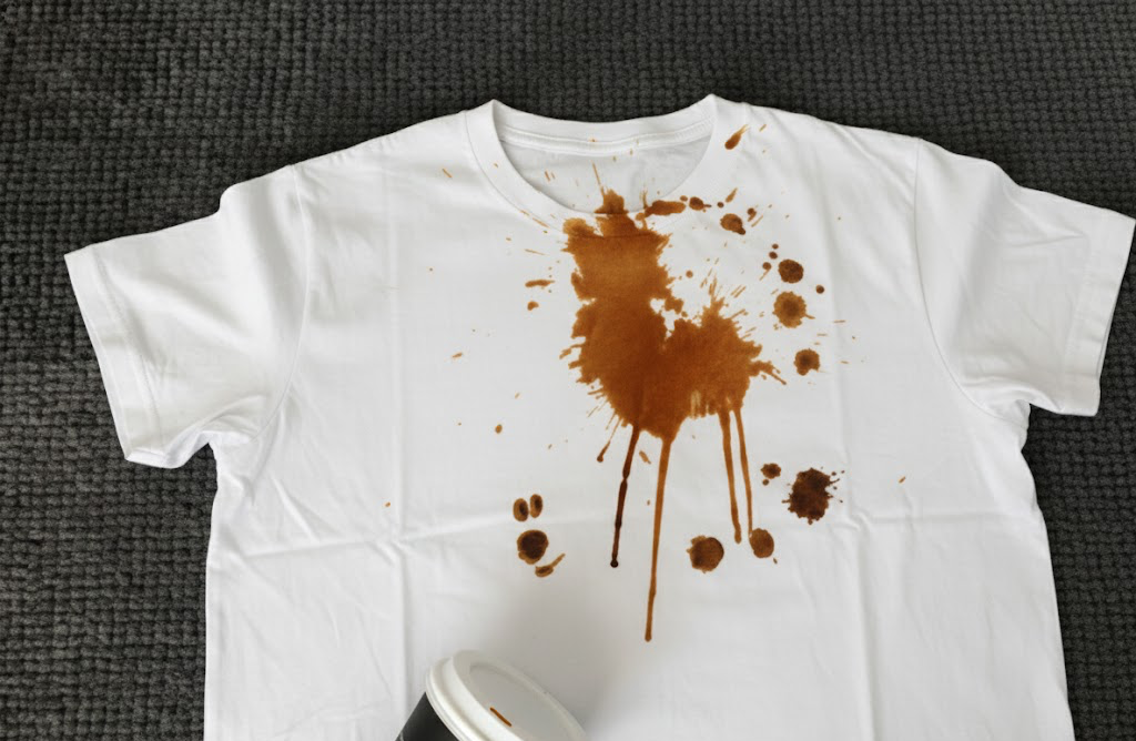 커피 흘린 흰티셔츠
