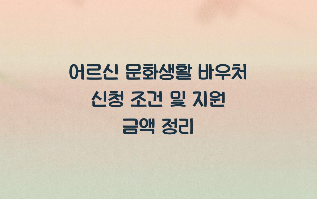 어르신 문화생활 바우처, 연 30만원 문화비 지원받는 신청 조건