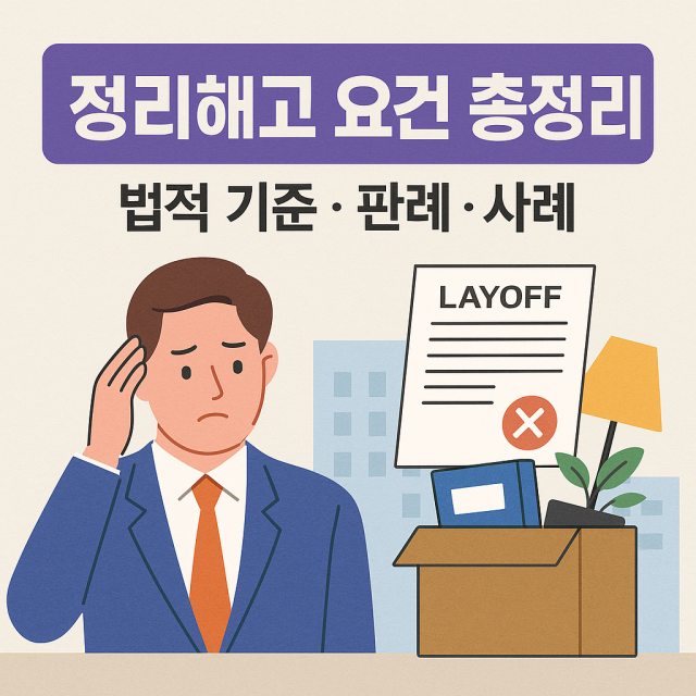 정리해고 요건과 법적 기준, 대표적인 판례와 실제 사례를 설명하는 대표 이미지로, 근로자 보호와 법적 절차의 중요성을 강조한 그림