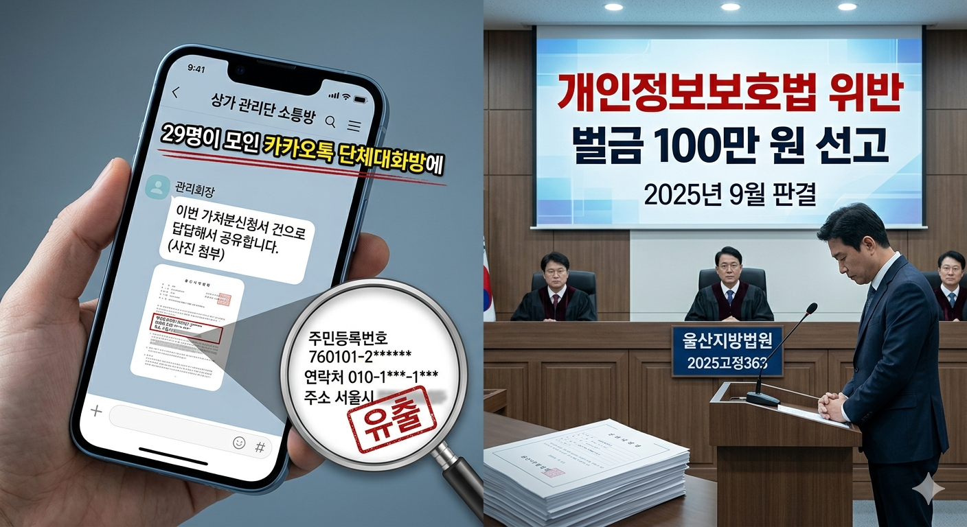 집합건물 관리인 카톡에 개인정보 유출한 사진