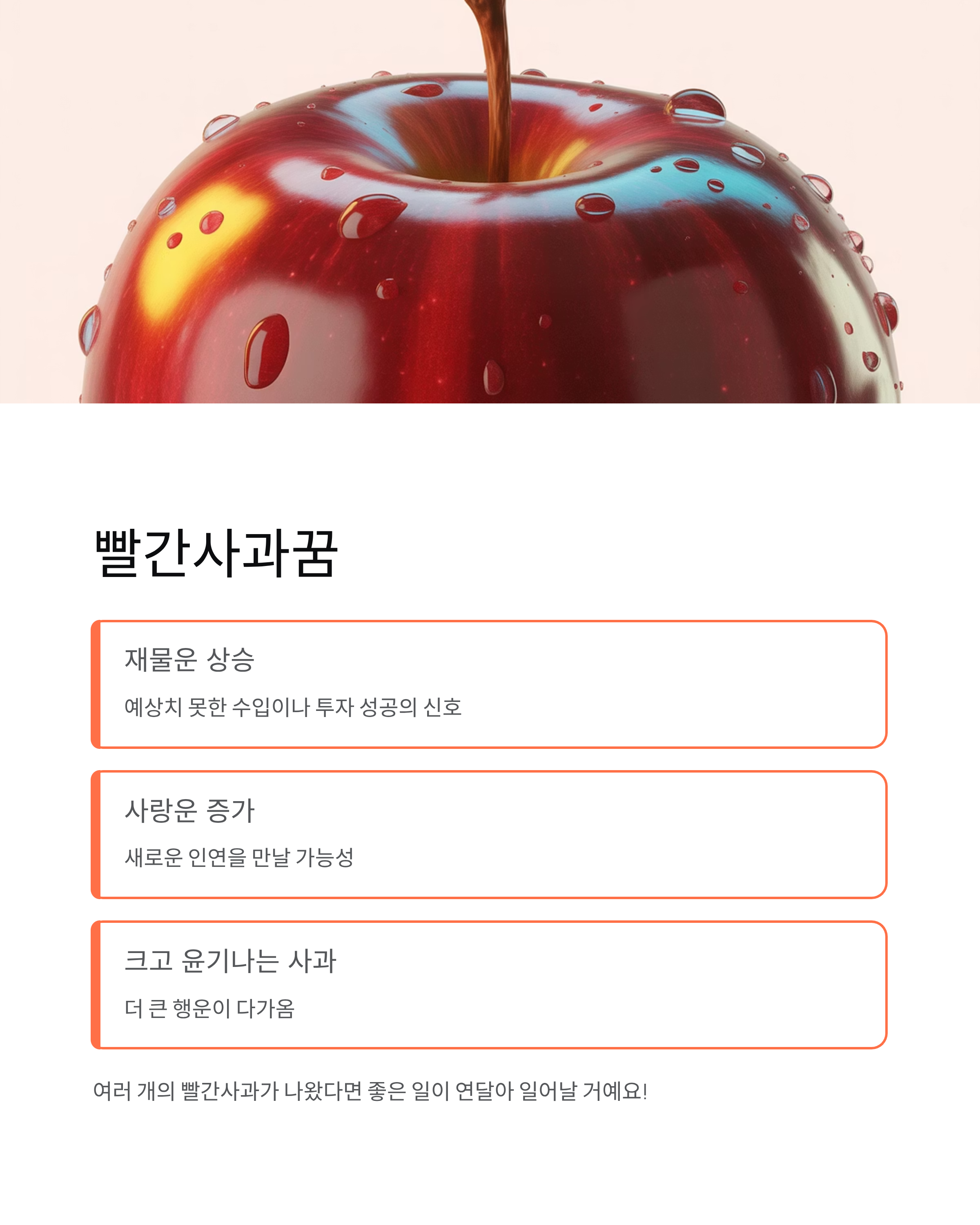 사과꿈 해몽 ❘ 빨간사과·사과먹는꿈·사과따는꿈 의미 (대박 길몽?)