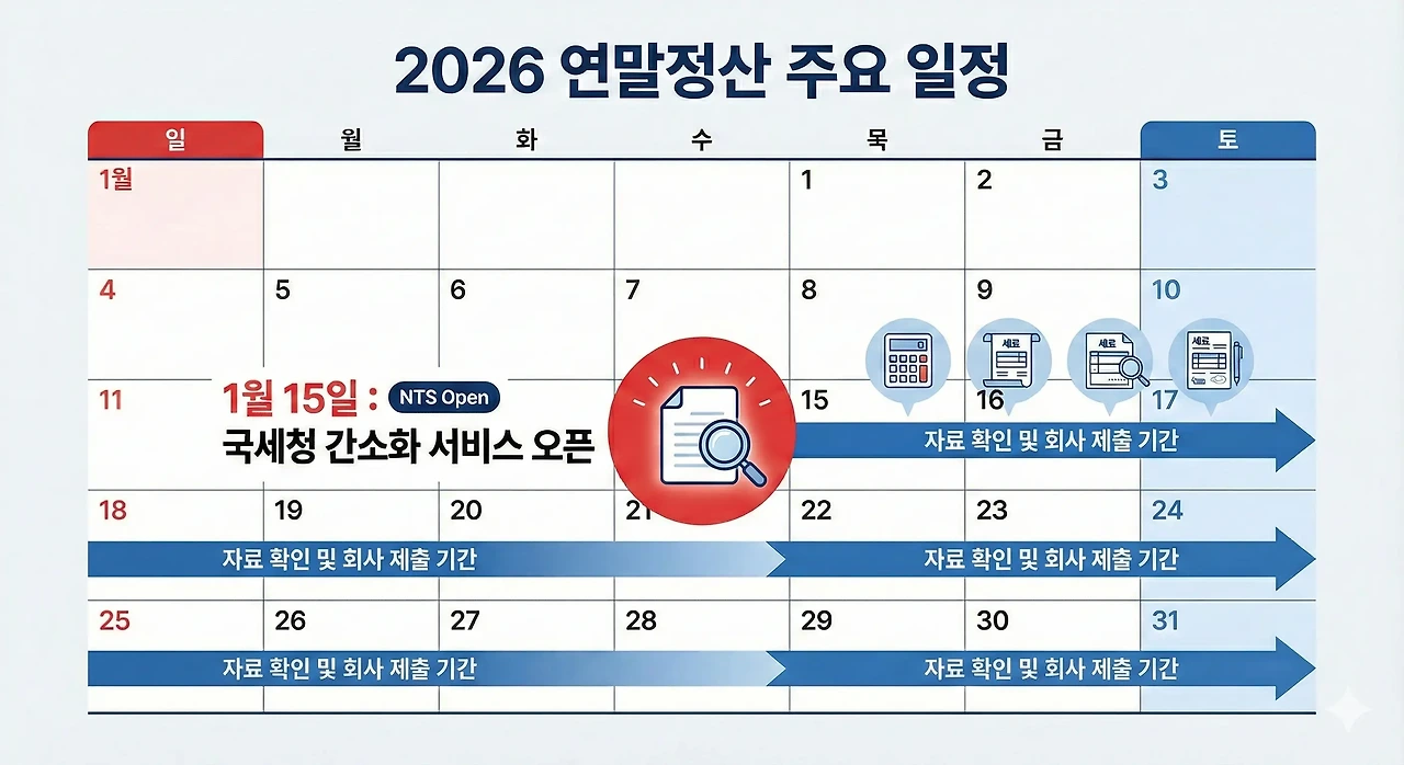 2026 연말정산 기간 총정리 &amp;#124; 일정&middot;서류&middot;환급금까지 한눈에