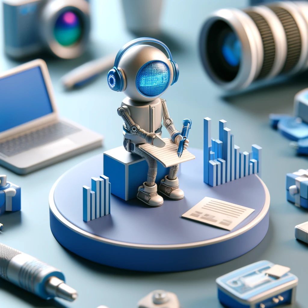 A 3D illustration symbolizing AI's impact on journalism..