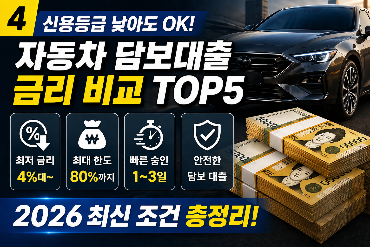 자동차 담보대출 금리 비교 TOP5 2026