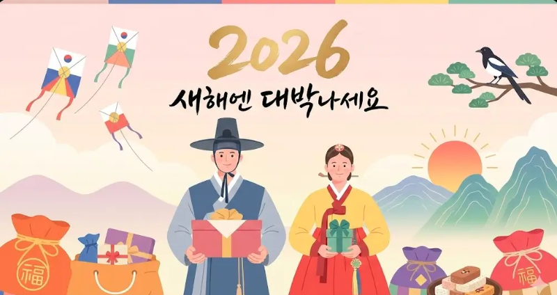 남녀 한복 연 복주머니 까치 소나무 선물