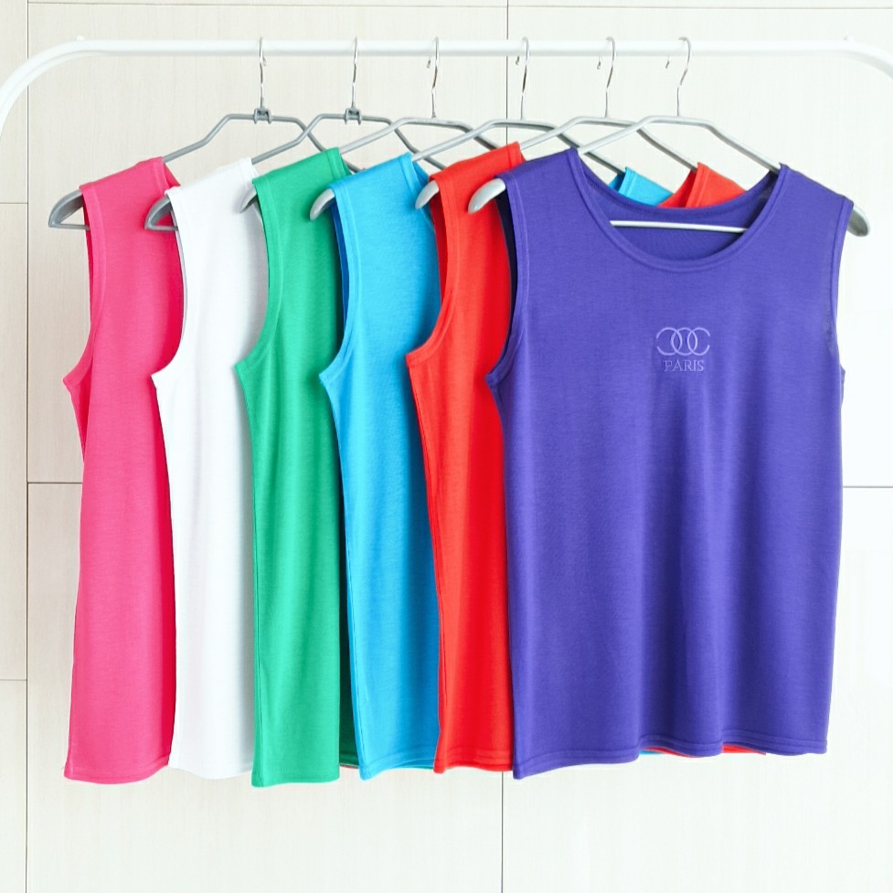 엄마옷 여름 심플 면나시 여성 라운드 민소매 티셔츠2