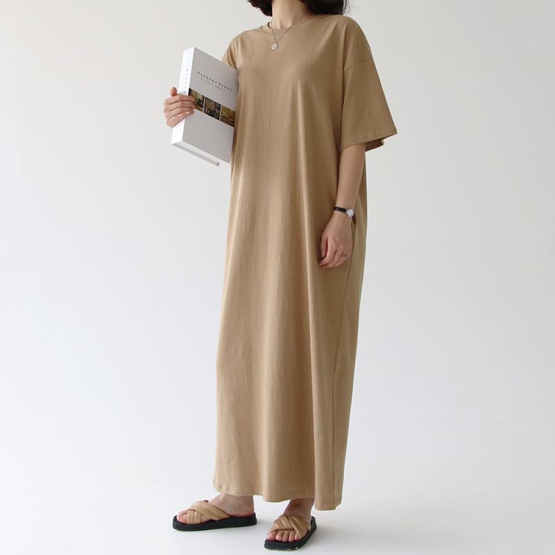 여름 원피스 코튼 반팔 루즈핏 맥시 롱 원피스 빅사이즈 봄