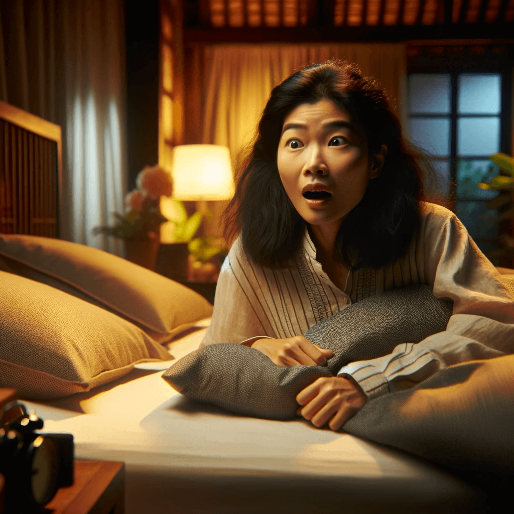 꿈을 꾸다가 잠에서 깬모습