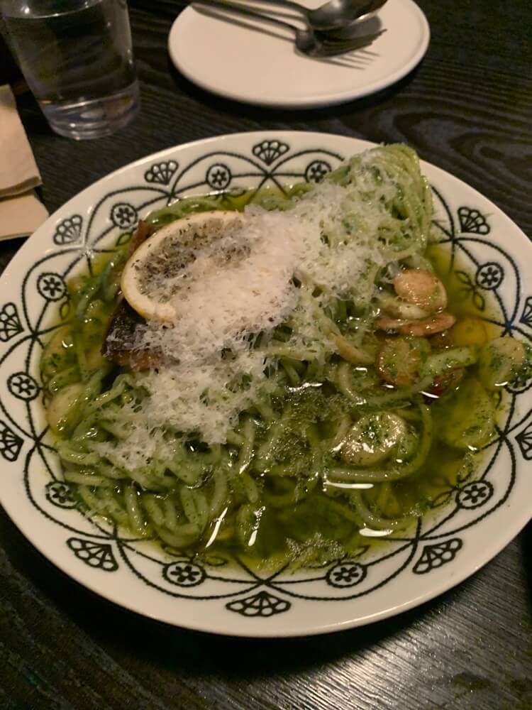 고등어 바질오일 파스타