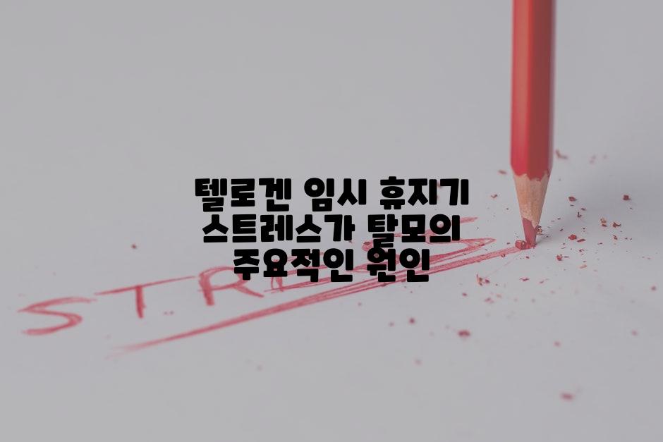 텔로겐 임시 휴지기 스트레스가 탈모의 주요적인 원인