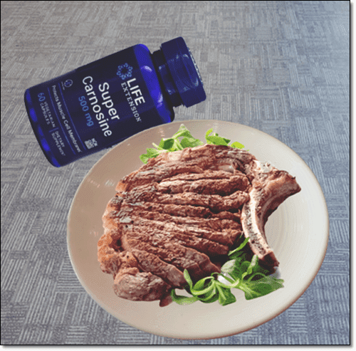 카르노신 많은 음식 소고기와 보충제