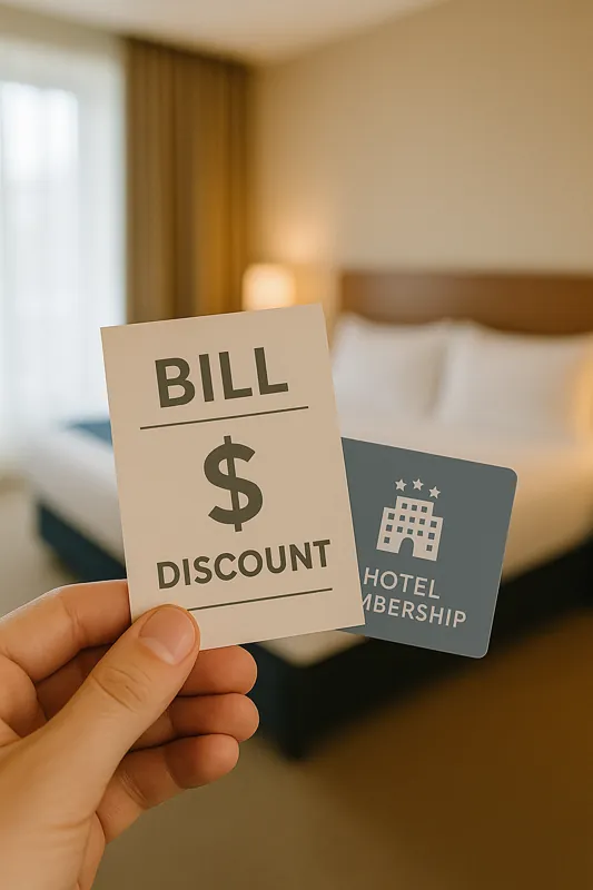 호텔-멤버십이-숙박-할인에-실제로-효과가-있는지를-시각적으로-표현한-이미지로-호텔-카드와-할인-영수증을-들고-있는-사람의-모습