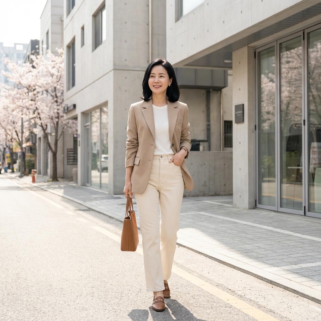 다리 길어 보이는 중년 크림진 브랜드 추천