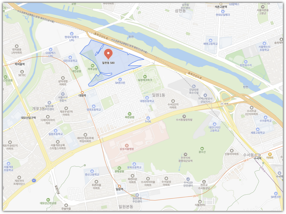 탄천 물재생센터 부지의 위치와 입지 조건