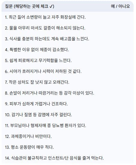 당뇨병-자가진단-체크리스트