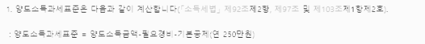 양도소득세과세표준 계산 방법
