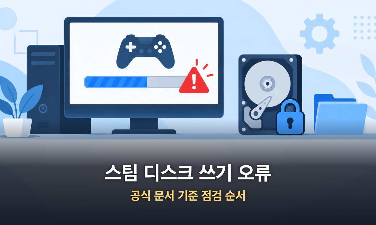 스팀 디스크 쓰기 오류 공식 문서 기준 점검 순서를 안내하는 대표 이미지