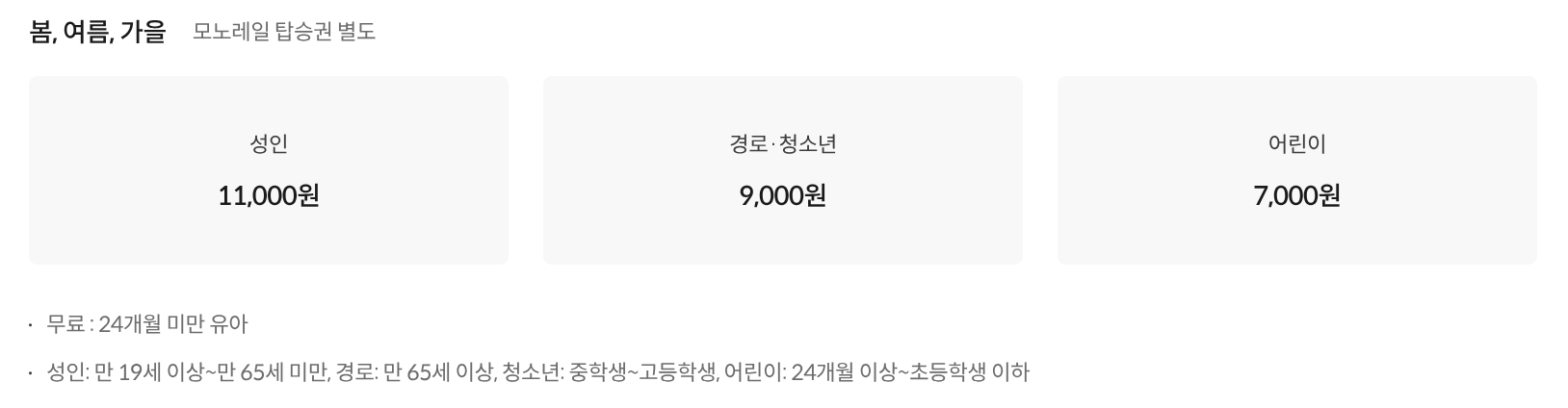 화담숲 모노레일 가격 관련 사진