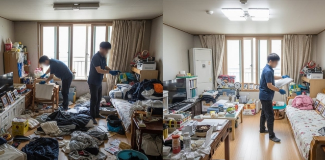 태안 고독사청소 및 정리중