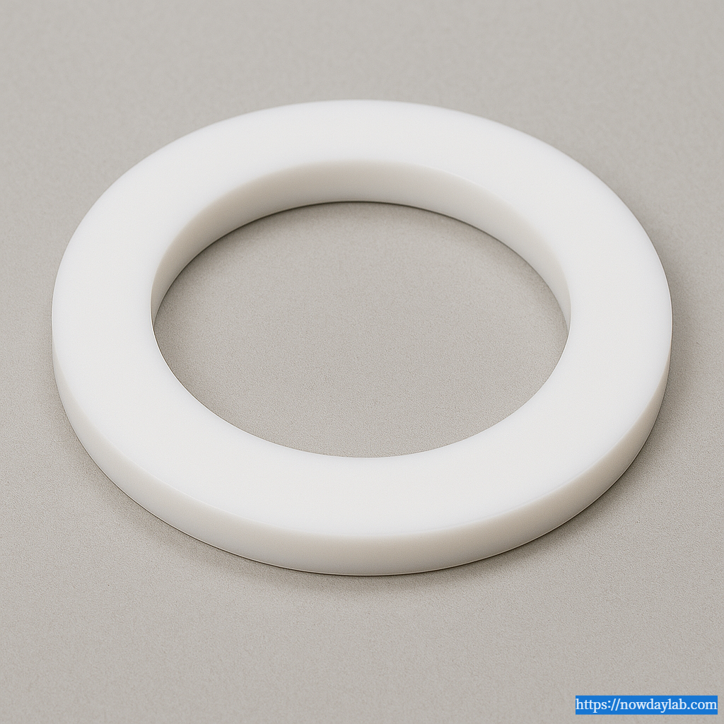 PTFE flange gasket used in chemical process lines.
