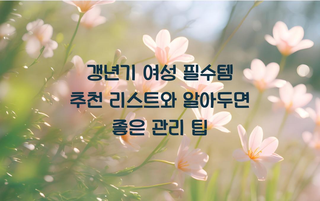 갱년기 여성 필수템 추천 리스트