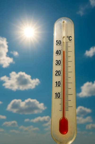 폭염을 나타내는 온도계 이미지