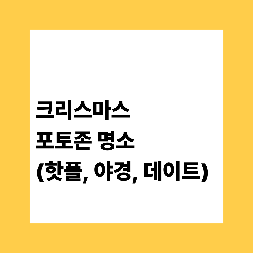 크리스마스 포토존 명소 (핫플, 야경, 데이트)