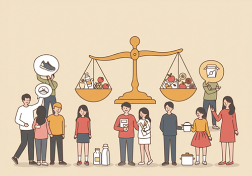 개인의 생활 방식과 건강 상태에 맞춰 최적의 다이어트 식단을 선택하는 과정을 상징하는 이미지.