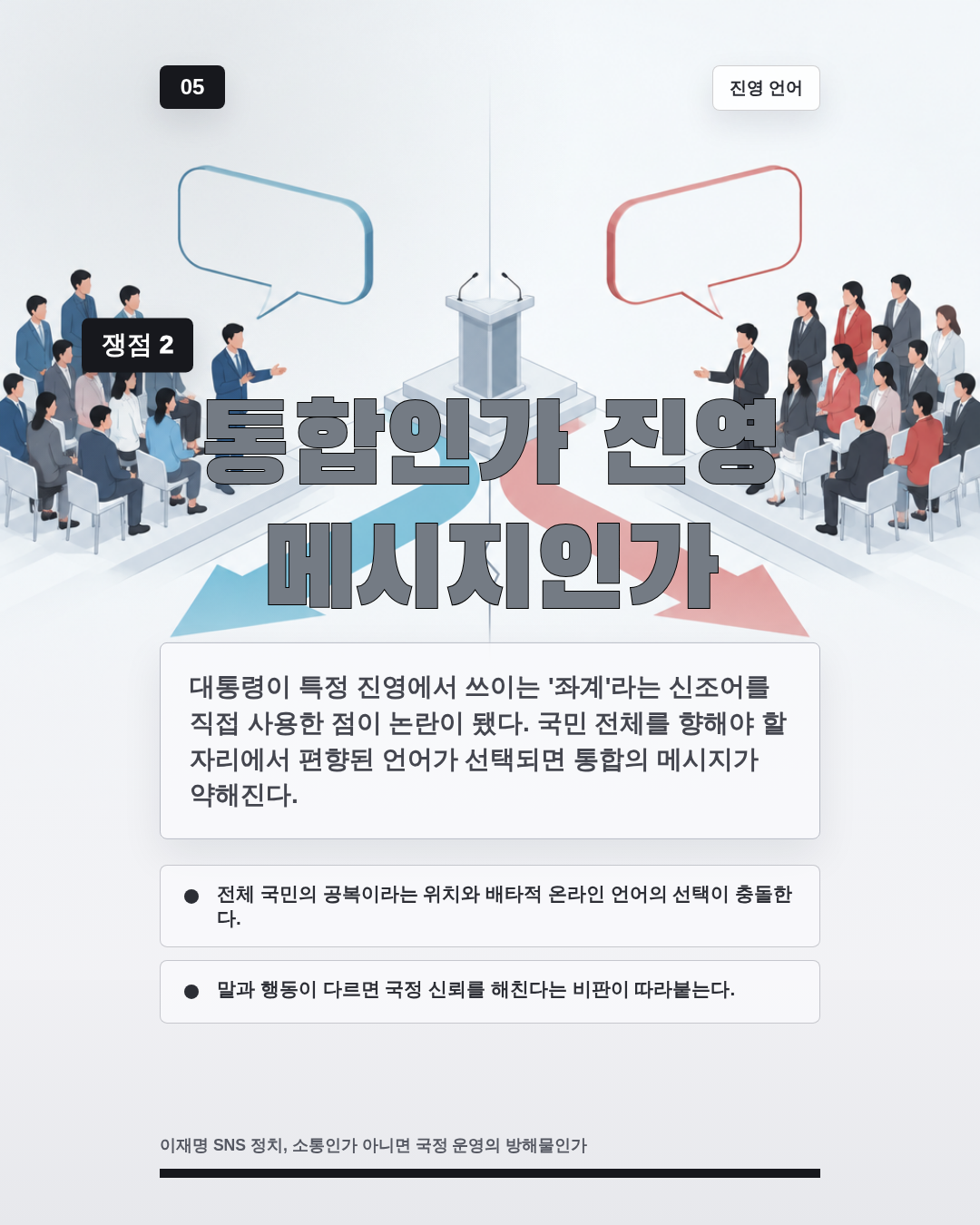 통합인가 진영 메시지인가