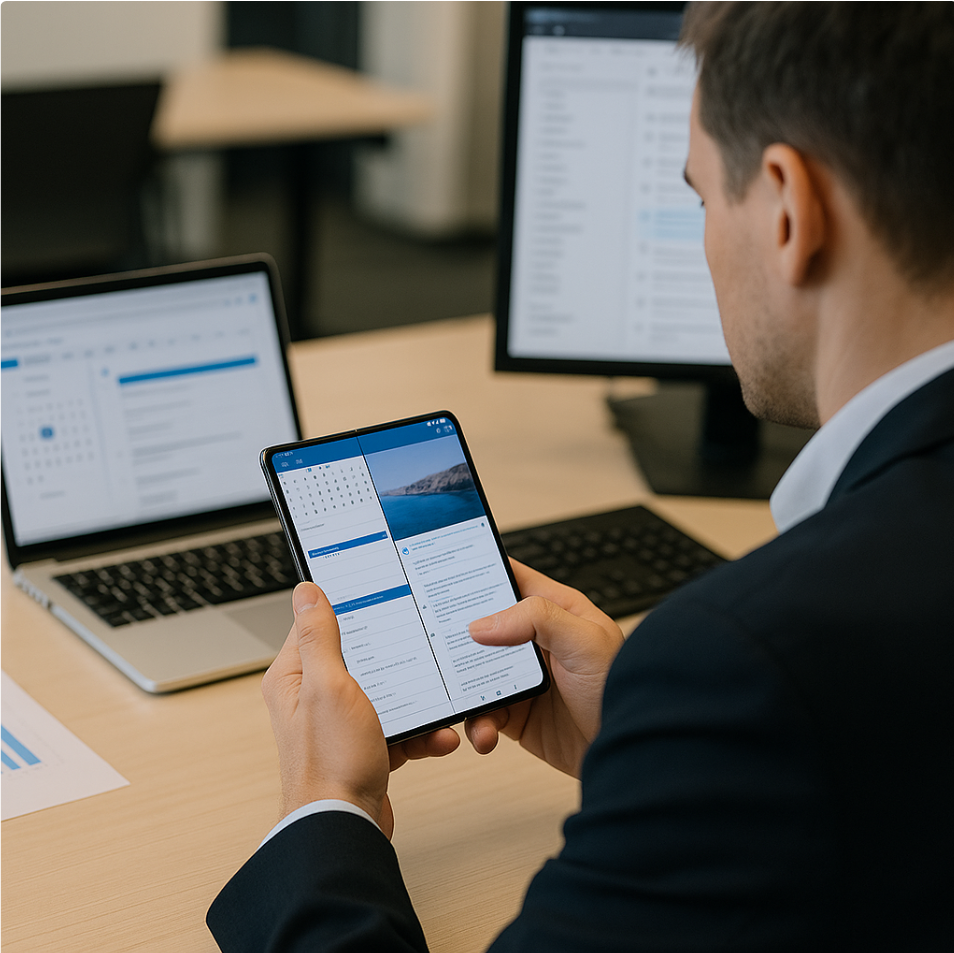 업무에 폴더블폰 도입