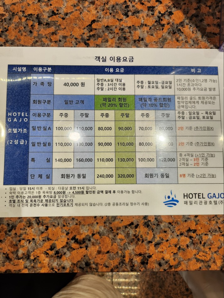 객실 이용 요금