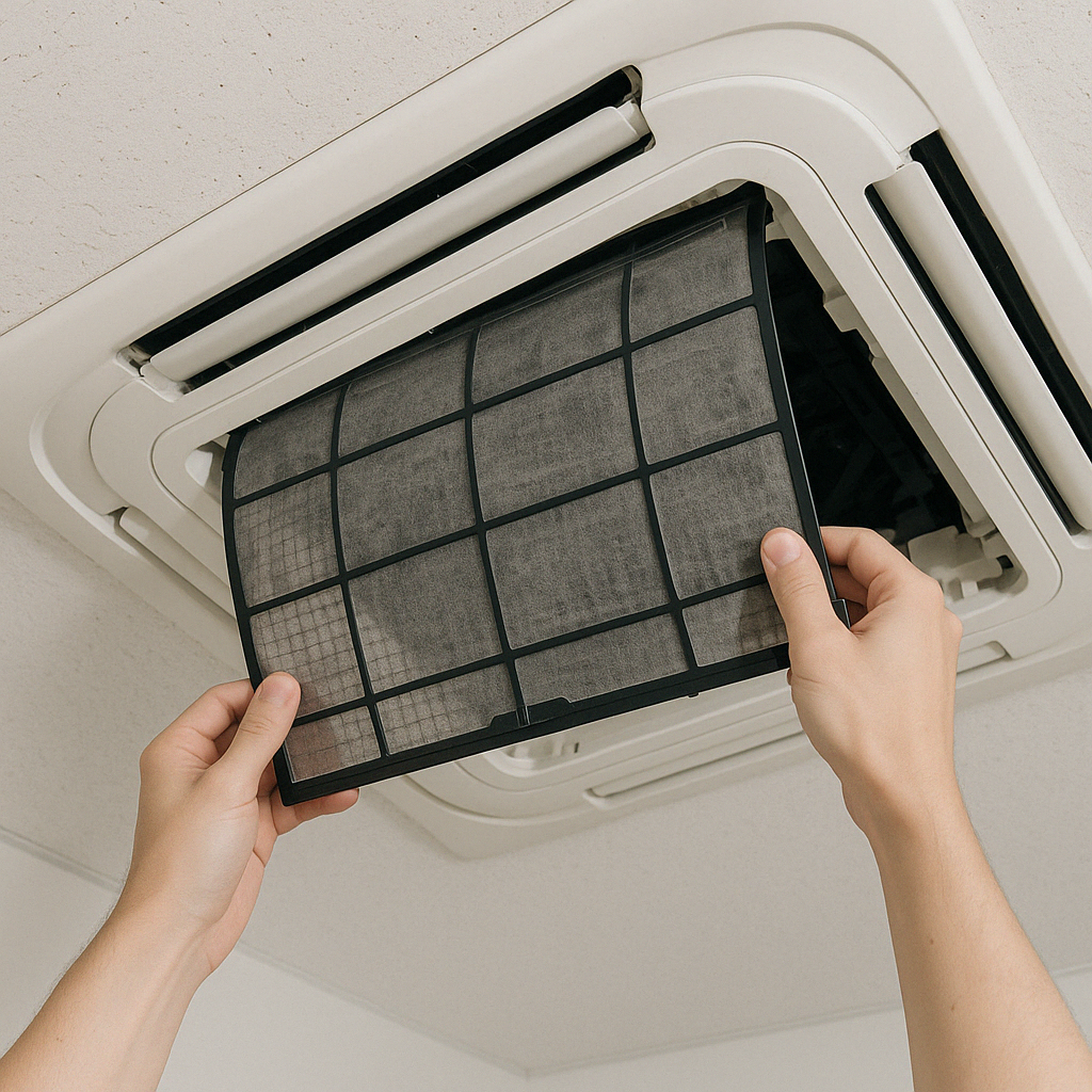 천장형 에어컨 필터 청소 관련 사진