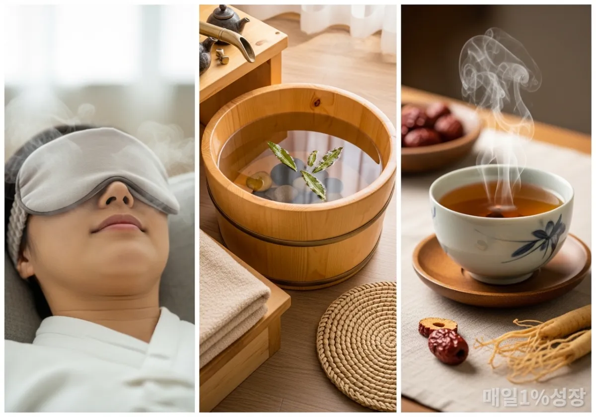 눈 찜질, 족욕, 차 마시기 등 체온을 높이는 세 가지 루틴