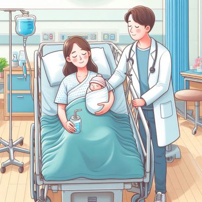 수급권자가 병원에서 출산후 요양을 하고 있다.