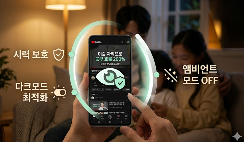유튜브 다크모드 및 시력 보호를 위한 최적의 화면 설정 가이드