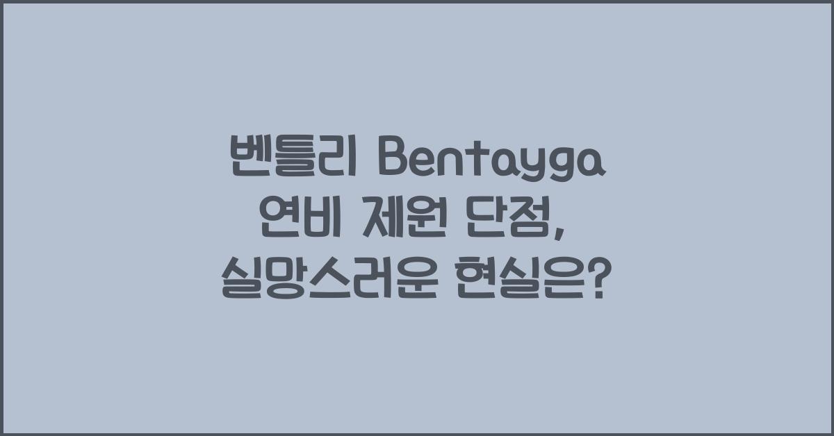 벤틀리 Bentayga 연비 제원 단점