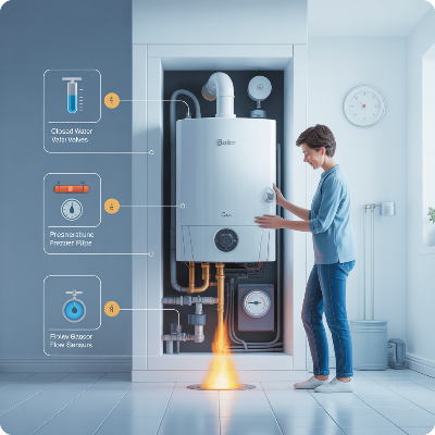 보일러 온수가 나오지 않을때 원인과 간단한 자가 조치방법 이미지