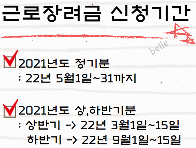 2022년도 근로장려금 신청자격 지급일 핵심정리