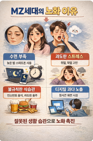MZ세대의 노화촉진 이유에 대한 사진