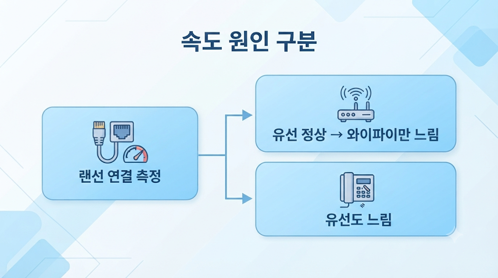 유선과 와이파이 속도 비교 방법