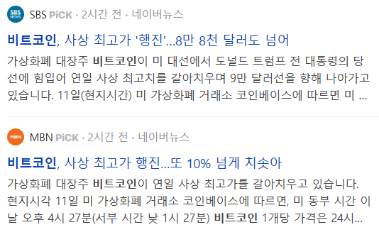 비트코인 관련 기사들