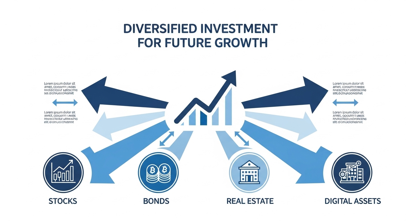 다양한 투자 상품과 분산 투자 전략을 보여주는 인포그래픽