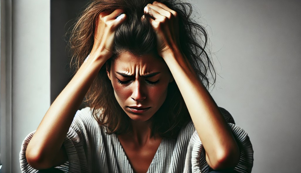 스트레스 받고 있는 여성 사진