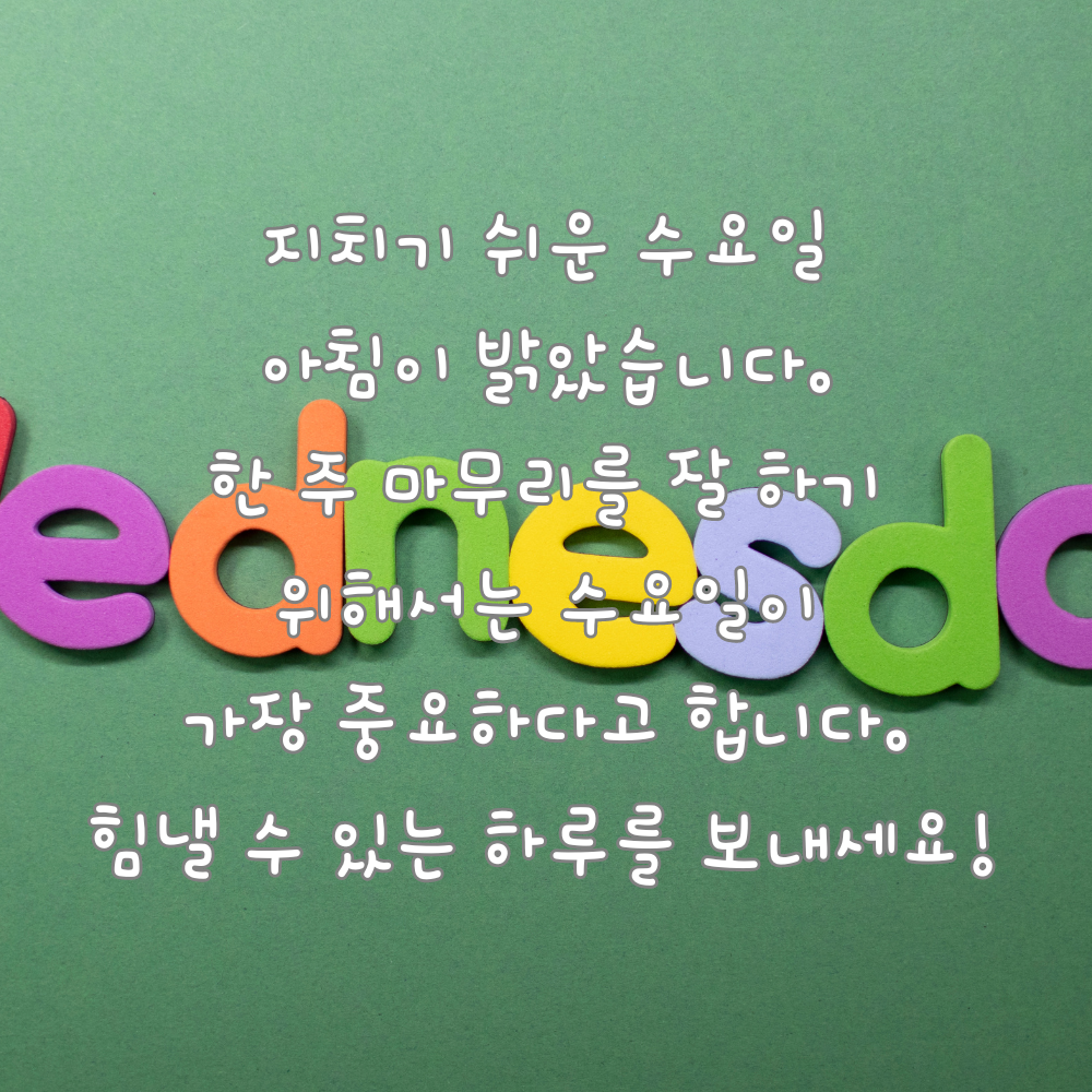 수요일 아침 인사말 이미지 모음 출근길