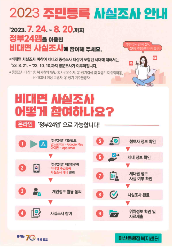 2023 주민등록 비대면 사실조사